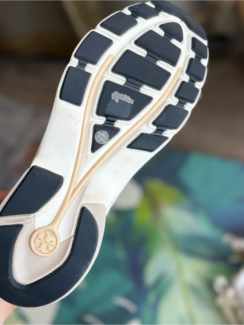 Tory Burch Cream & Taupe Suede Leather Platform Sneakers